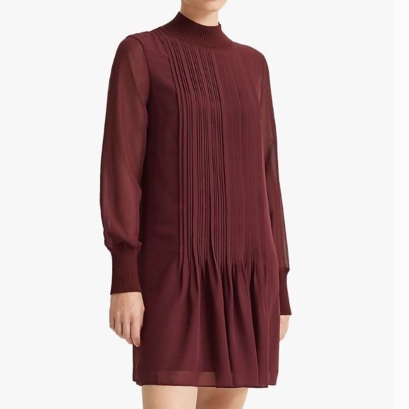 Club Monaco Dresses & Skirts - Club Monaco NWT pin tuck ribbed dress burgundy size 4